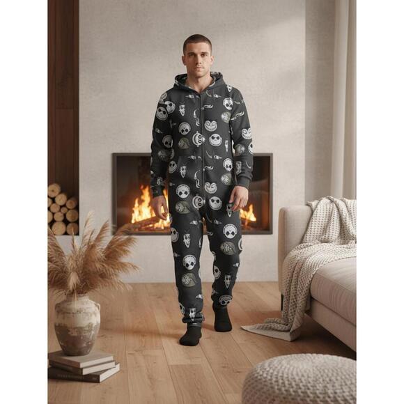 Disney Other - Disney The Nightmare Before Christmas Men's Hooded Onesie Size Large